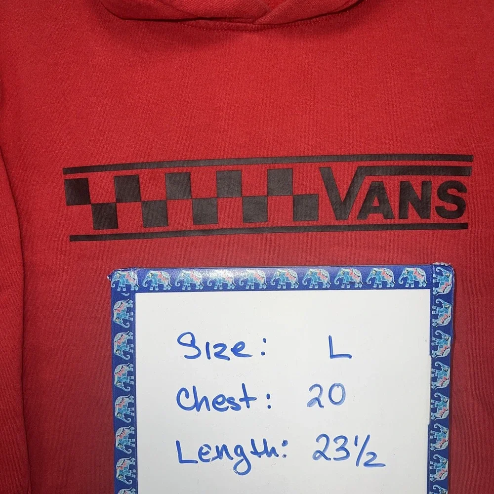 VANS Off The Wall‎ Hoodie Youth Size L Red Pullover Skateboarding Logo Sweater